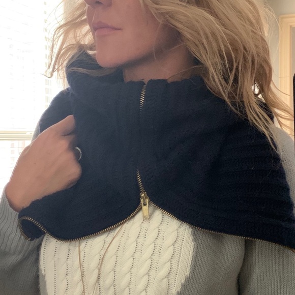 Club Monaco Accessories - Club Monaco | navy cable knit zip up funnel scarf